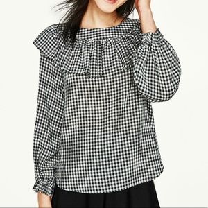 Zara gingham ruffle blouse